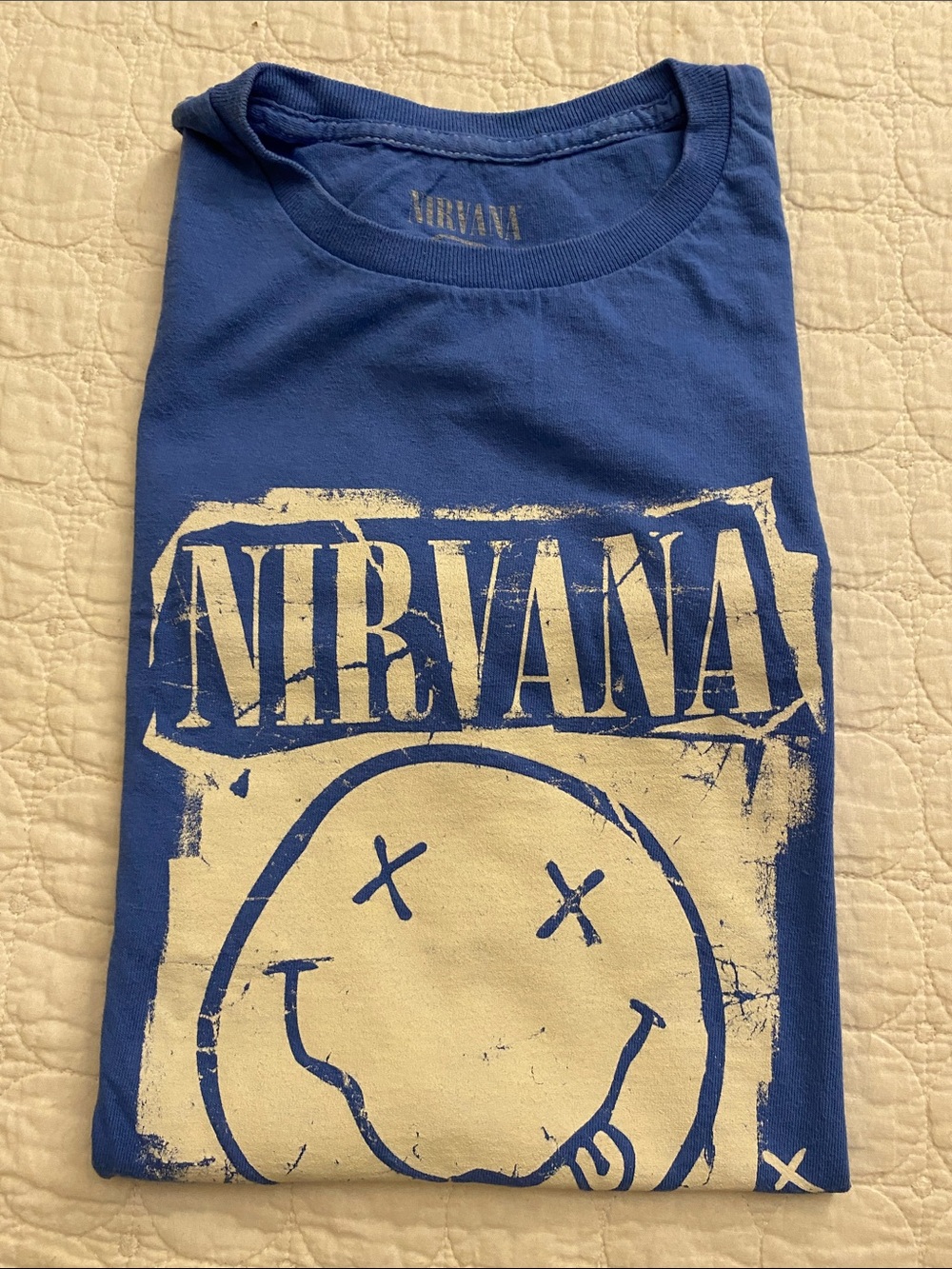 NIRVANA Blue Short-Sleeve Smiley Logo Tee